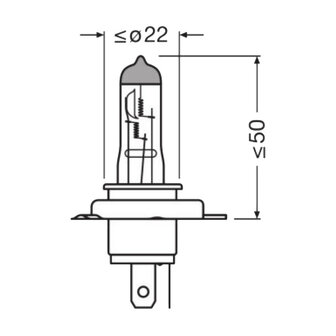 Osram H19 Halogeenlamp 12V Original Line PU43t-3