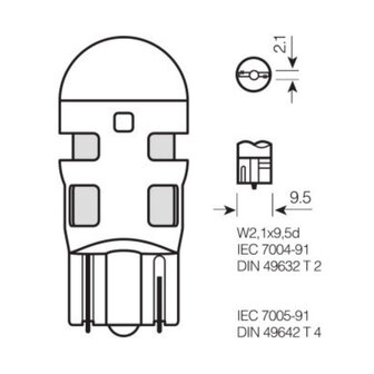 Osram W5W/WY5W LED Retrofit Oranje 12V W2.1x9.5d 2 Stuks