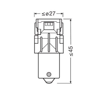 Osram P21W LED Retrofit Rood 12V BA15s 2 Stuks