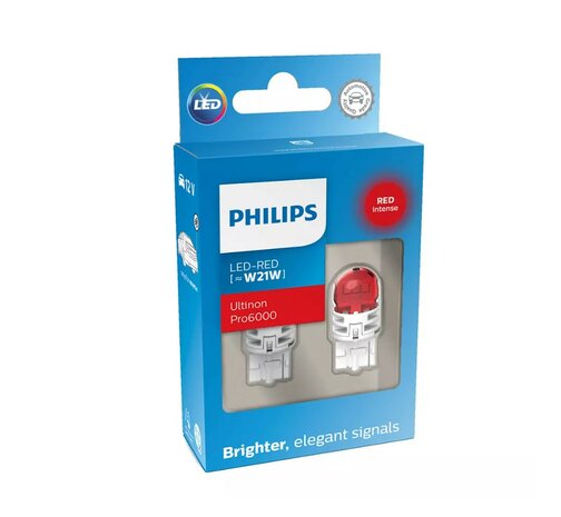 Philips W21W LED Retrofit Rood 12V 2 Stuks